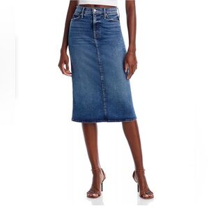 Mother The Swooner Straight A Midi Denim Skirt in Going Full Circle Size 25